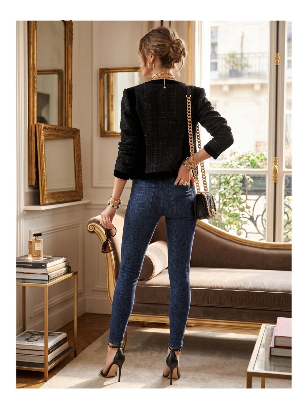 new Joe's Jeans ㋛ Charlie Skinny High Waist Jean ㋛ Coated Navy Python Print ㋛ - Picture 2 of 16